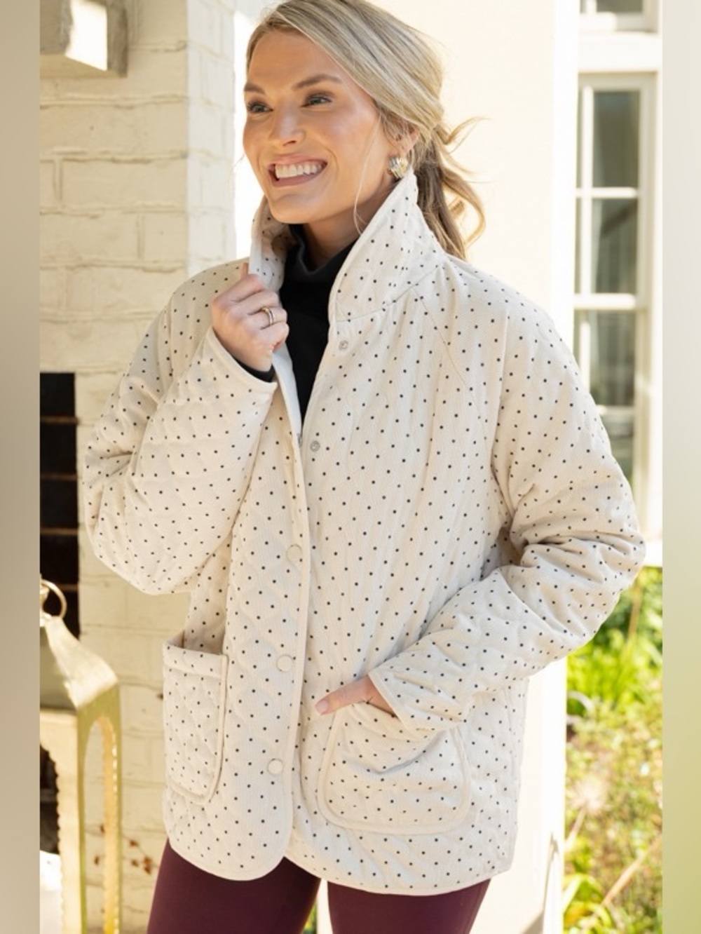 Quilted Polka Dot Jacket - Cream M 🖤